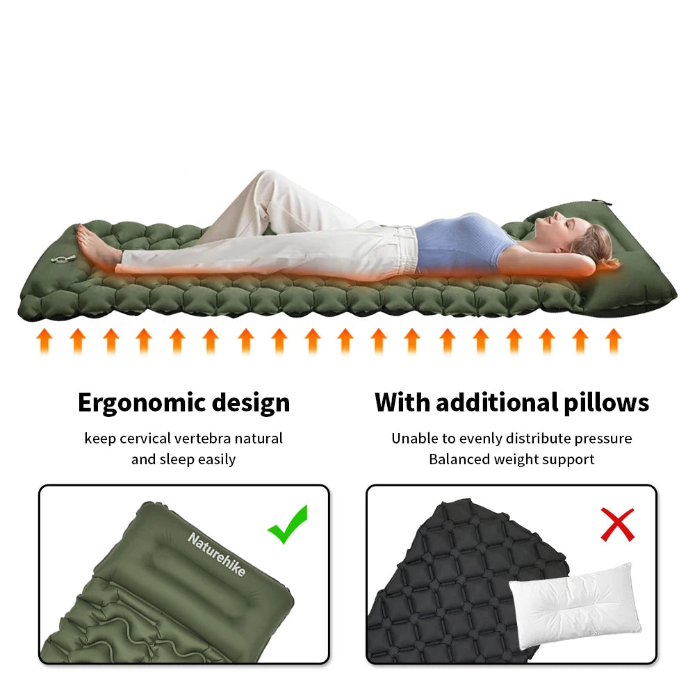 Naturehike Inflatable Mattress Built in Pump Camping Mattress Ultralight Outdoor Sleeping Pad Folding Hiking Sleeping Air Mats Beargoods