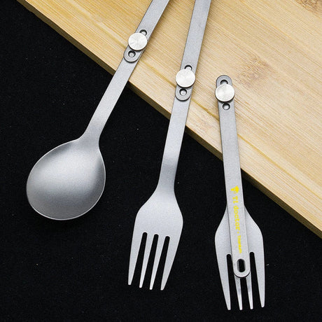Pure Titanium Cutlery Spoon Fork Folding Outdoor Camping Home Portable Picnic Equipment Backpacking Travel Hiking Tableware Beargoods