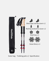 Naturehike Trekking Poles 2pcs Carbon Fiber Collapsible Telescopic Sticks Lightweight Walking Hiking Stick Climbing Stick Beargoods