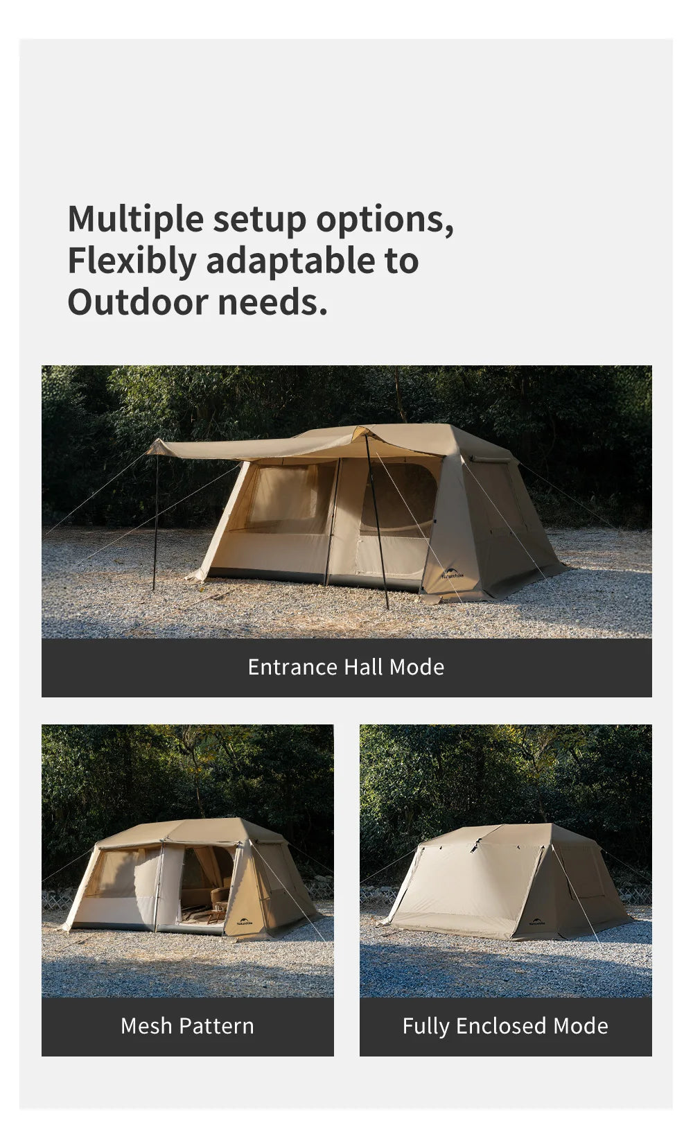 Naturehike 2026 Village 13 Lite Camping Tent 3 4 Person Automatic Tent Outdoor Park Family One Touch Tent Glamping Cabin Tents Beargoods