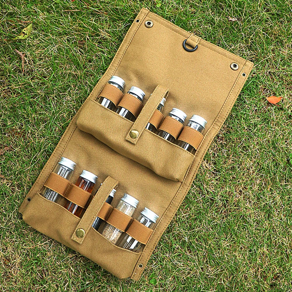 Barbecue Seasoning Storage Bag, Including 10 Bottles, Suitable For Outdoor Camping And Picnics, Seasoning Bottle Storage Bag Beargoods