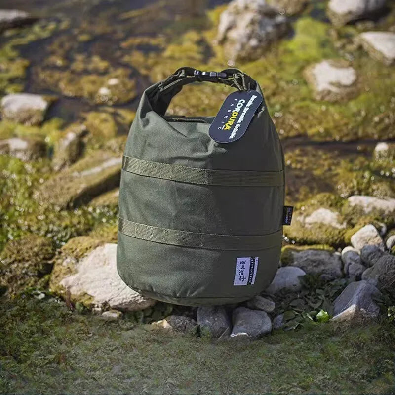 500D Nylon Round Bottom Roll Top Storage Bag Outdoor Camping Cookware Pot Carrier Picnic Lunch Box Organizer Hiking Gear Pouch Beargoods