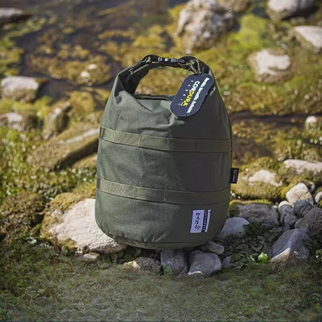 500D Nylon Round Bottom Roll Top Storage Bag Outdoor Camping Cookware Pot Carrier Picnic Lunch Box Organizer Hiking Gear Pouch Beargoods