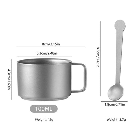 100ml Titanium Double Wall Coffee Cup Mini Mug Lightweight Portable Camping Drinkware for Hiking Picnic Backpacking Travel Beargoods
