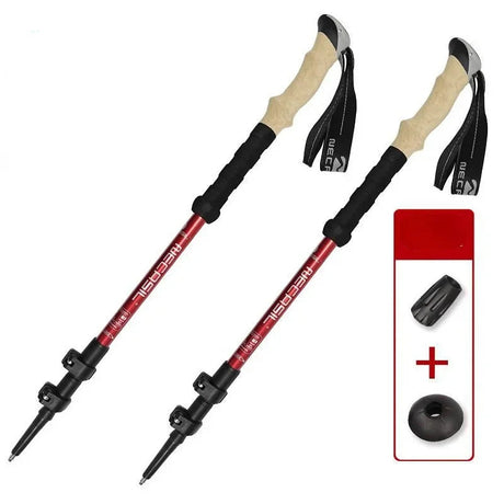 2PCS Trekking Poles Walking Sticks Alpenstock Telescopic Ultralight Premium Adjustable with Quick Lock Hiking Cane Beargoods