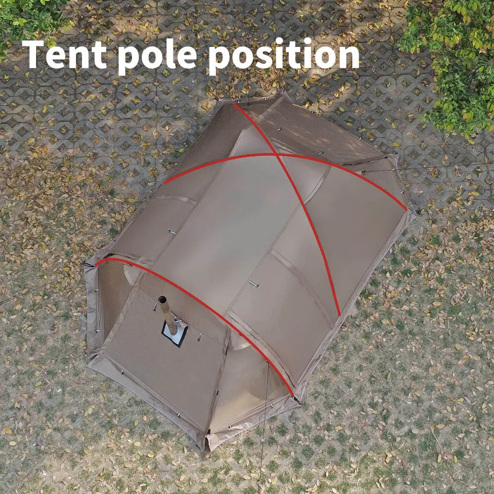 Fireproof 2 Person Winter Tent Hot Tent Waterproof Tunnel Dome Tent with Stove Jack and Snow Skirt for Camping Hiking 4 Season Beargoods