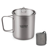 Titanium Mug with Lid Handle for Outdoor Camping