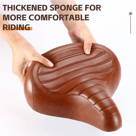 WEST BIKING MTB Spring Saddle Electric Bike Wide Comfortable Shock-Absorbing Bicycle Seat Leather Retro Brown Saddle Soft Beargoods