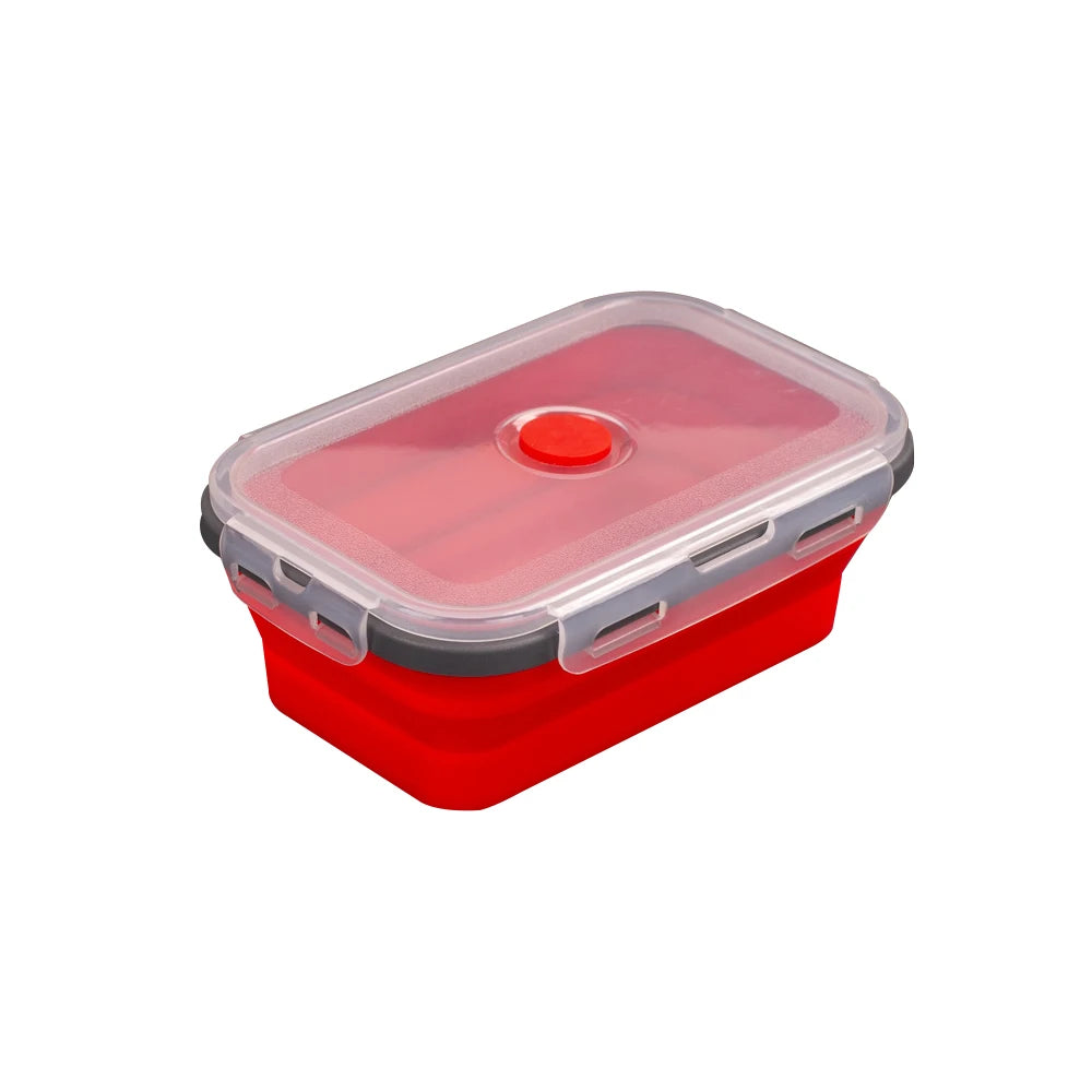 1 PCS Silicone Folding Lunch Box Food Grade Square Portable Microwave Oven Lunch Box Outdoor Travel Picnic Preservation Box Beargoods