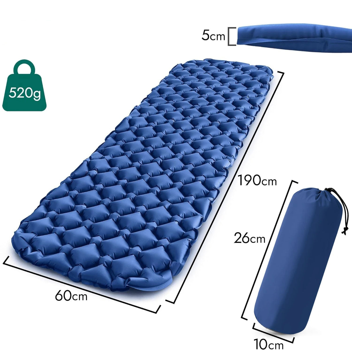 Outdoor Sleeping Pad Camping Inflatable Mattress Ultralight Air Cushion Travel Mat Folding Bed No Headrest For Travel Hiking Beargoods