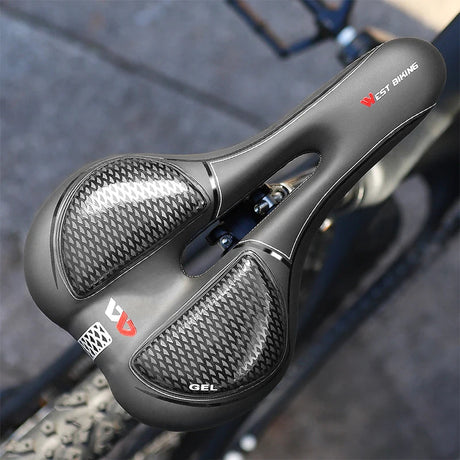 WEST BIKING Gel Comfort Bicycle Saddle Soft Shock Absorbing MTB Mountain Road Bike Saddle Breathable Hollow Cycling Cushion Seat Beargoods