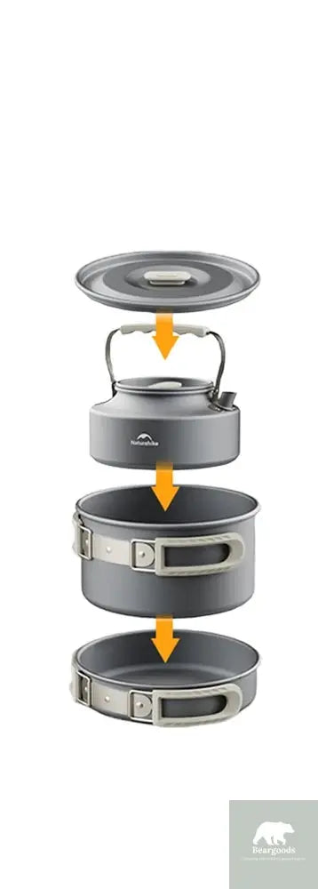 Camping Cookware Kit Frying Pan Portable Kettle Foldable Beargoods