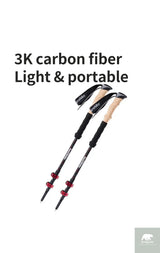 Naturehike Trekking Poles 2pcs Carbon Fiber Collapsible Telescopic Sticks Lightweight Walking Hiking Stick Climbing Stick Beargoods