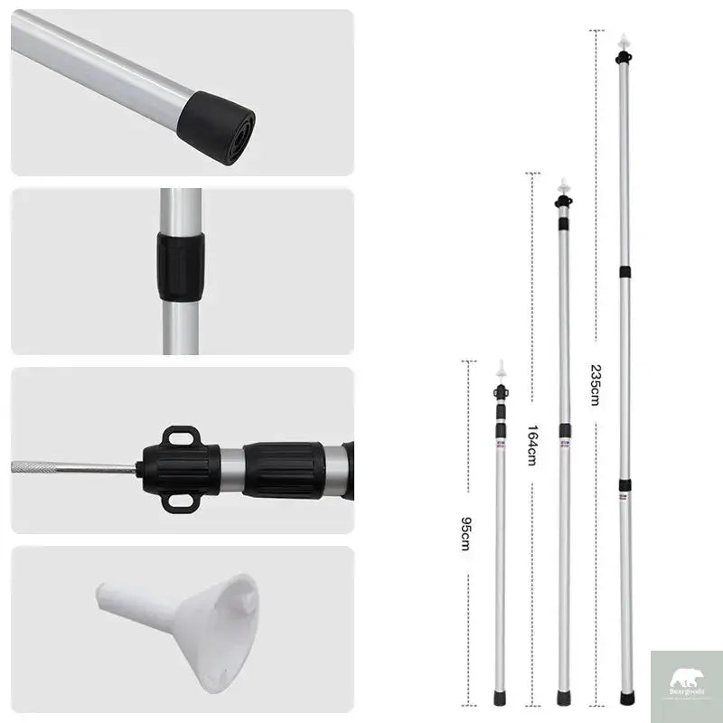 WESTTUNE 2PCS Camping Canopy Pole Aluminum Alloy Telescopic Tent Support Foldable Beach Shelter Awning Pole for Outdoor Beargoods