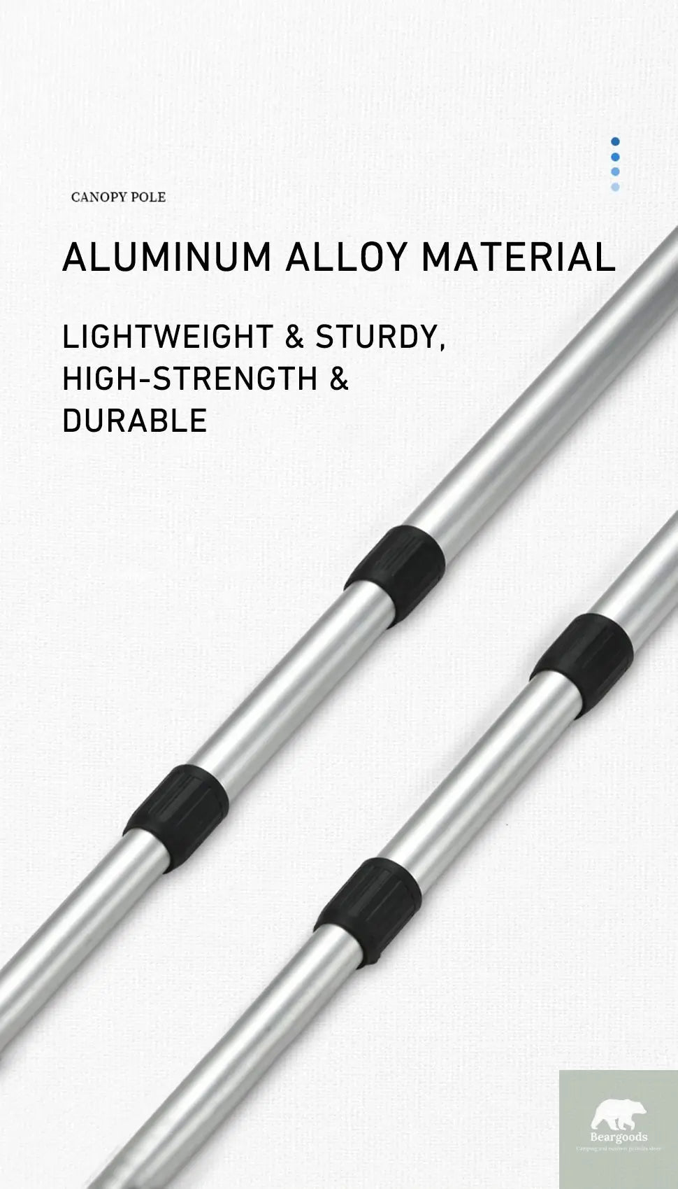 WESTTUNE 2PCS Camping Canopy Pole Aluminum Alloy Telescopic Tent Support Foldable Beach Shelter Awning Pole for Outdoor Beargoods