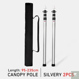 WESTTUNE 2PCS Camping Canopy Pole Aluminum Alloy Telescopic Tent Support Foldable Beach Shelter Awning Pole for Outdoor Beargoods