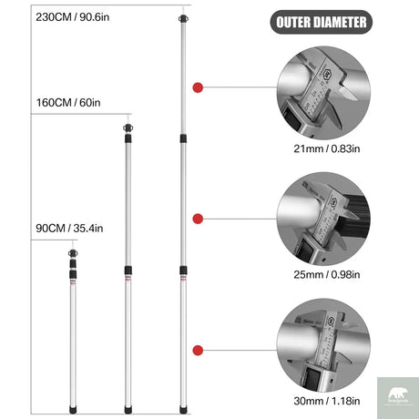 Aluminium Adjustable Camping Poles Beargoods