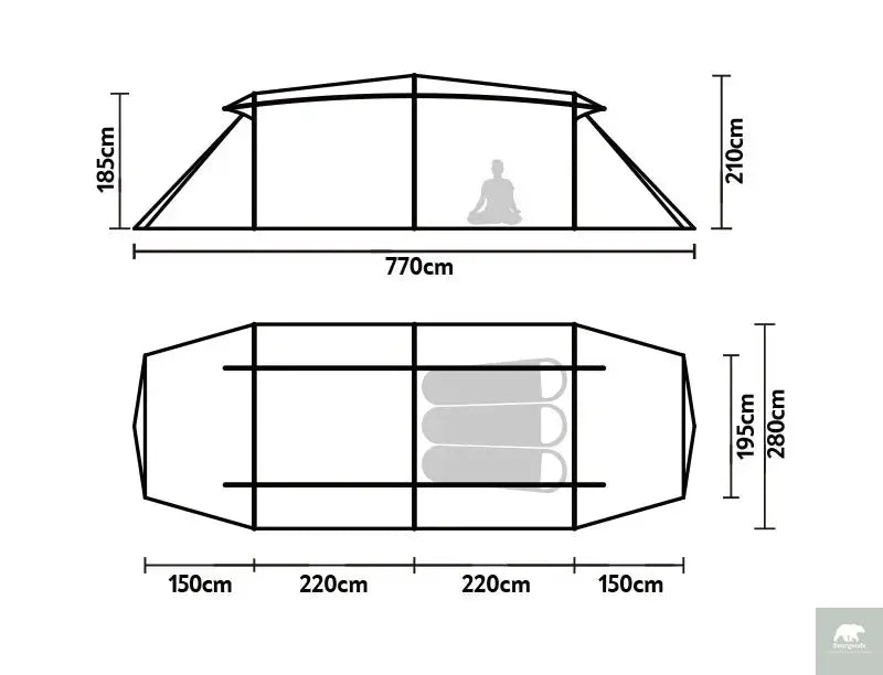 Naturehike Aries Tunnel Tent Camping Outdoor Travel 4 Season Extended Loop Tent For 4-6 Person Geodesic Double Layer Large Tent Beargoods