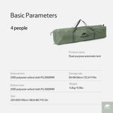 Naturehike One-touch Tent 3-4 Person Travel Family Sun Shelter Portable Automatic Fishing Tent Outdoor Picnic Camping Tent Beargoods