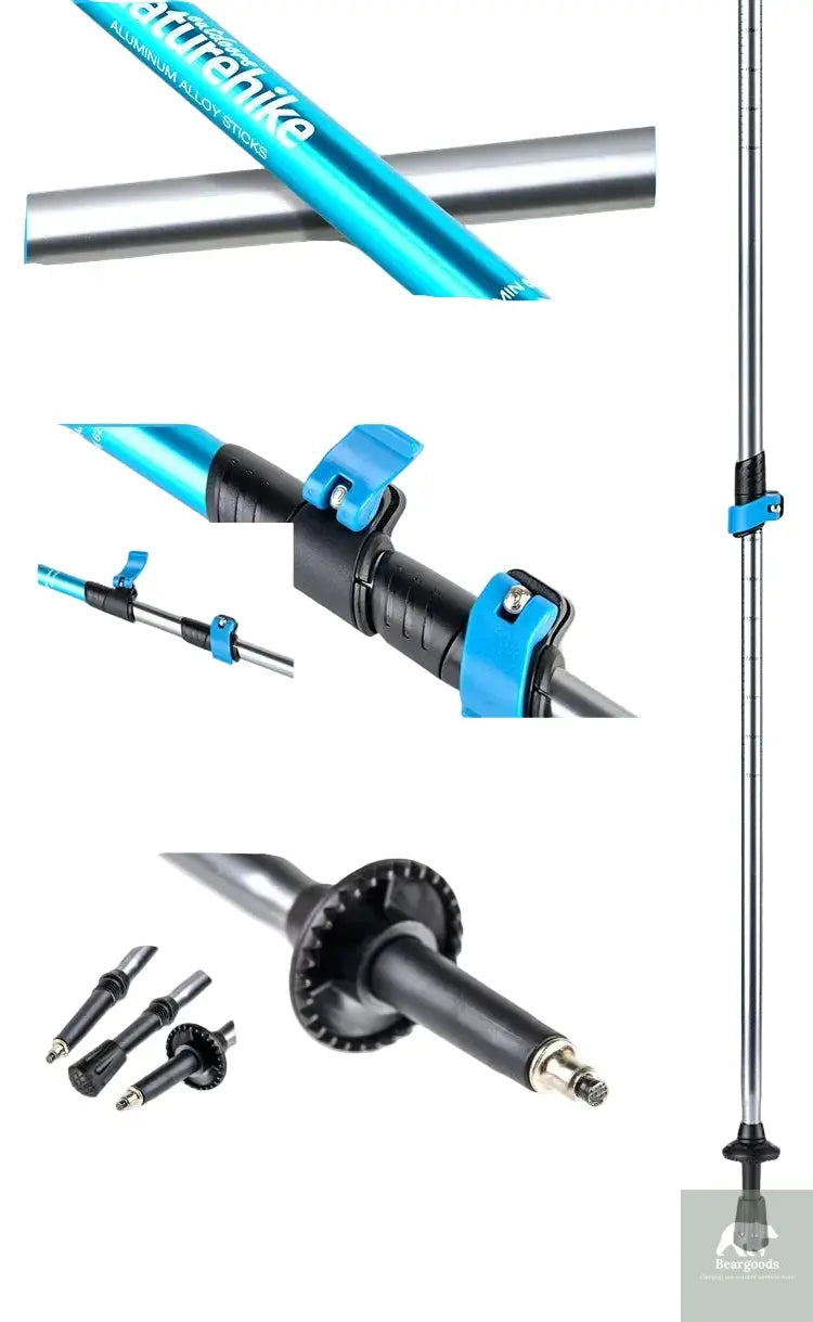 Naturehike Hiking Poles Three Sections Of Aluminum Pole For Mountaineering Hiking Skiing Travel Poles Climbing Trekking Pole Beargoods