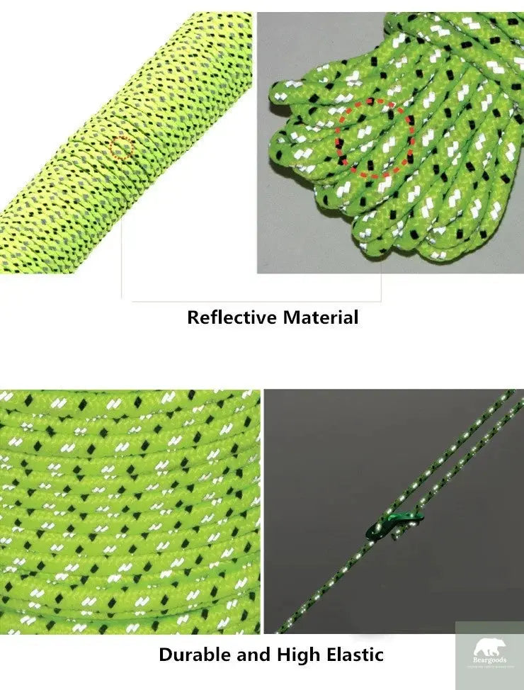 5M/10M/20M/50M Reflective Tent Rope Guylines Nylon Tent Line Cord Rescue Umbrella Paracord Rope Camping Hiking Tent Accessories Beargoods