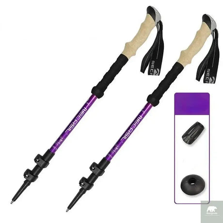 2PCS Trekking Poles Walking Sticks Alpenstock Telescopic Ultralight Premium Adjustable with Quick Lock Hiking Cane Beargoods
