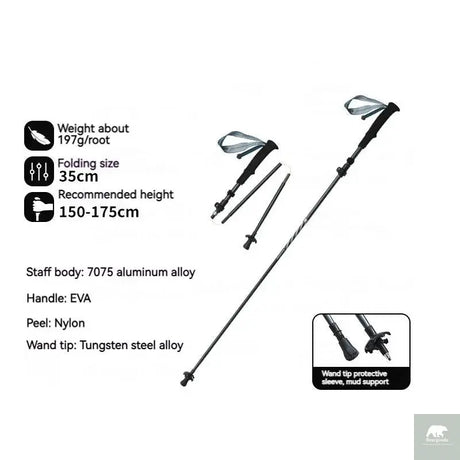 5-Section Carbon Fibre/Aluminium Alloy Folding Stick Beargoods
