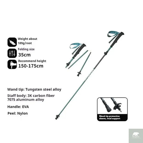 5-Section Carbon Fibre/Aluminium Alloy Folding Stick Beargoods
