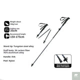 5-Section Carbon Fibre/Aluminium Alloy Folding Stick Beargoods