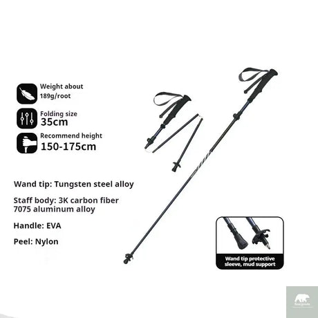 5-Section Carbon Fibre/Aluminium Alloy Folding Stick Beargoods