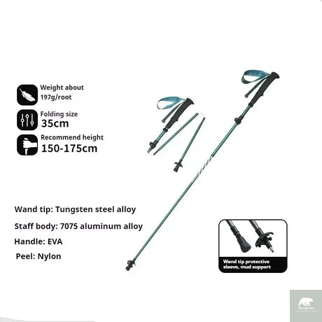 5-Section Carbon Fibre/Aluminium Alloy Folding Stick Beargoods