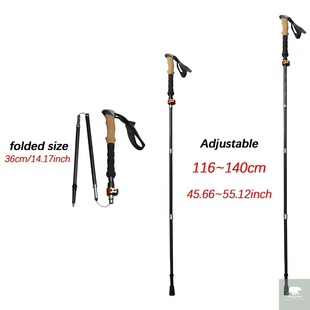 2Pcs Carbon Fibre/Aluminium Alloy Trekking Poles Beargoods