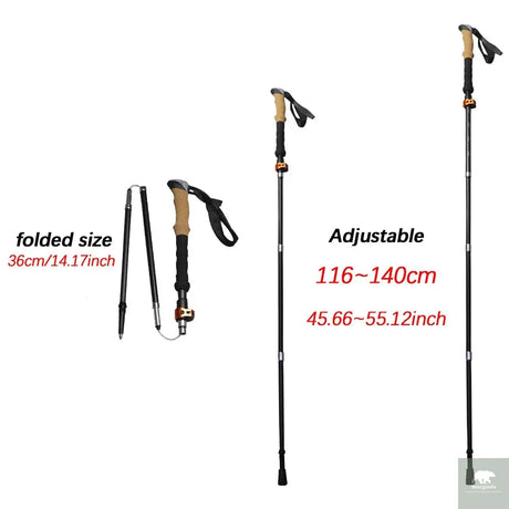 2Pcs Carbon Fibre/Aluminium Alloy Trekking Poles Beargoods