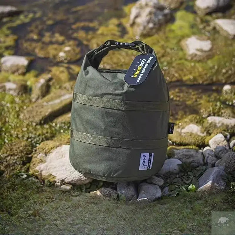 500D Nylon Round Bottom Roll Top Storage Bag Outdoor Camping Cookware Pot Carrier Picnic Lunch Box Organizer Hiking Gear Pouch Beargoods