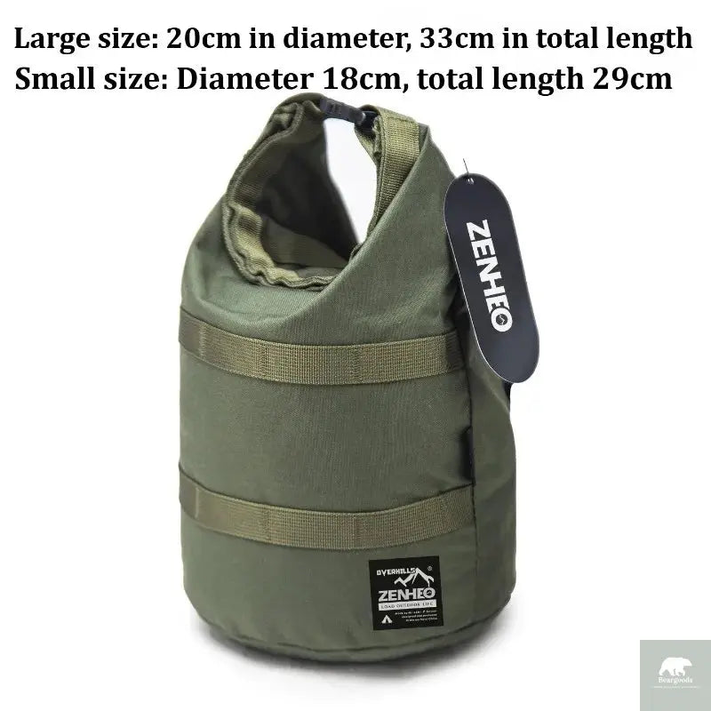 500D Nylon Round Bottom Roll Top Storage Bag Outdoor Camping Cookware Pot Carrier Picnic Lunch Box Organizer Hiking Gear Pouch Beargoods