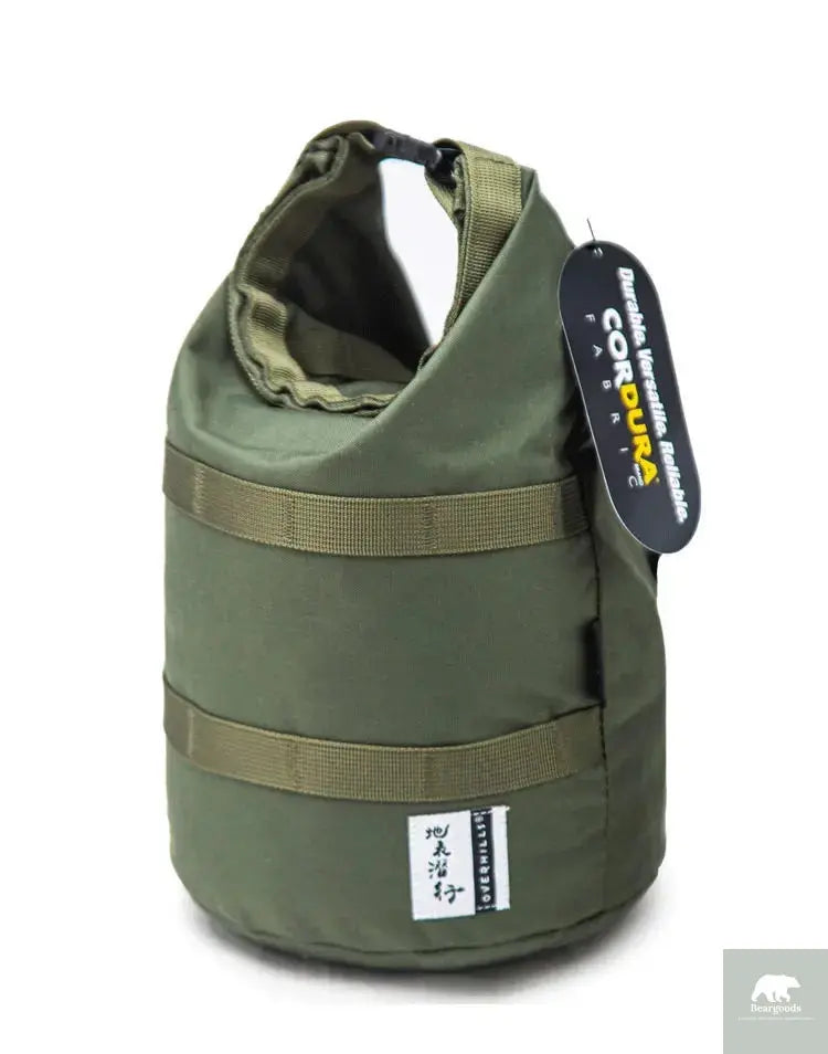 500D Nylon Round Bottom Roll Top Storage Bag Outdoor Camping Cookware Pot Carrier Picnic Lunch Box Organizer Hiking Gear Pouch Beargoods