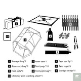 Fireproof 2 Person Winter Tent Hot Tent Waterproof Tunnel Dome Tent with Stove Jack and Snow Skirt for Camping Hiking 4 Season Beargoods