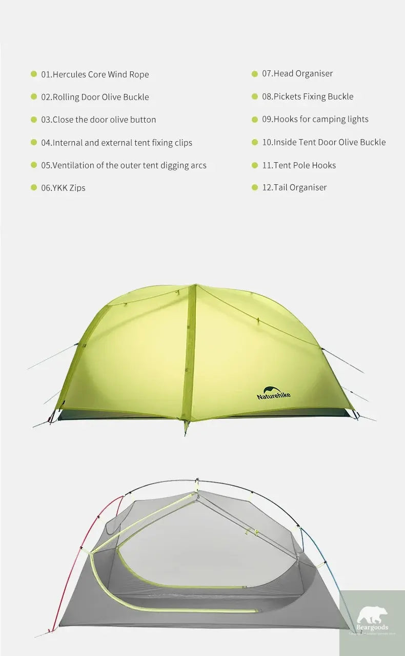 Naturehike Star River EXT Hiking Tent 2 People Ultralight Waterproof Tents Outdoor Camping Portable Lightweight Sun Shelter Beargoods