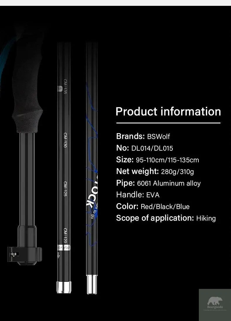 2 Piece Ultralight Trekking Poles Foldable - Beargoods 2 Piece Ultralight Trekking Poles Foldable Beargoods.co.uk  34.99 Beargoods